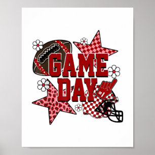 Spiel Day Football Checked Team Spirit Touchdown Poster