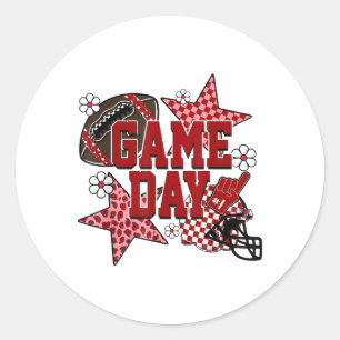 Spiel Day Football Checked Team Spirit Touchdown Runder Aufkleber