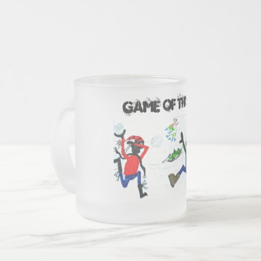 Spiel der Pfeile, mattierte Tasse aus Glas. (Vorderseite Links)