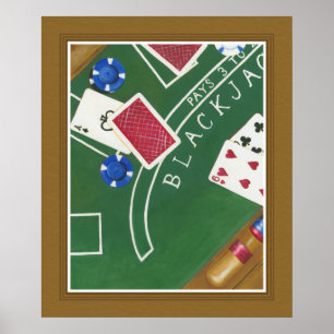 Spiel des Blackjacks mit Chips von Chariklia Zarri Poster