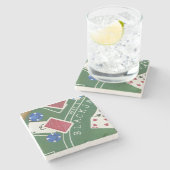 Spiel des Blackjacks mit Chips von Chariklia Zarri Steinuntersetzer (Seitenansicht)