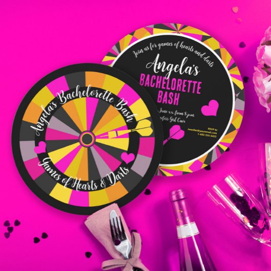 Spiel des Darts und des Herzens Junggeselinnen-Abs Einladung
