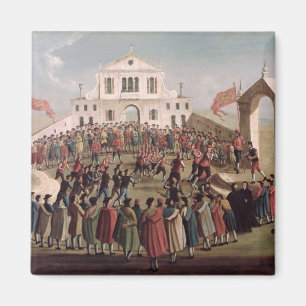 Spiel des Fußballs bei Sant'Alvise, Venedig Magnet