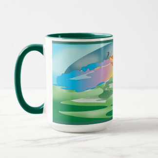 Spiel des Golfs am Sonnenuntergang Tasse
