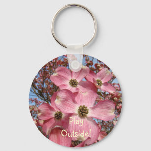 Spiel draußen! Schlüsselanhänger Rosa Dogwood-Blüt