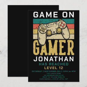 Spiel Einlass Level Up Videospiel Geburtstagsfeier Einladung