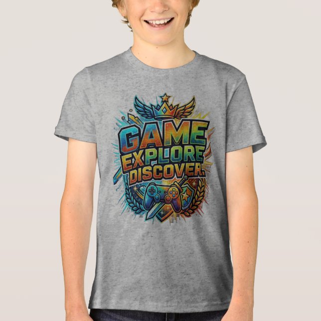 Spiel, Erkunde, Entdecke Tri-Blend Shirt (Vorderseite)