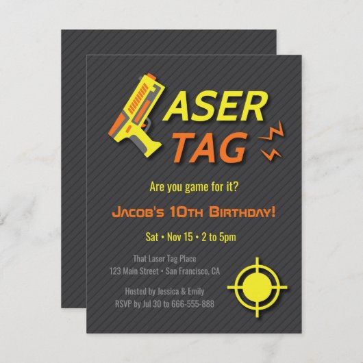 Spiel für Laser Tag Kindergeburtstag Party Einladu Einladung (Vorne/Hinten)