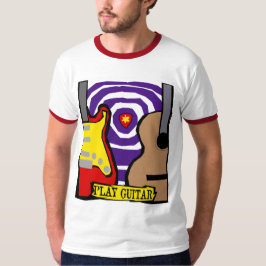 Spiel-Gitarren-elektrische und akustische lila T-Shirt