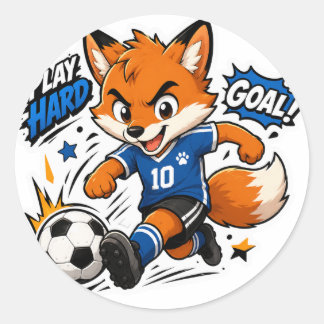 SPIEL HART ZIEL FUCHS FUSSBALL AUFKLEBER