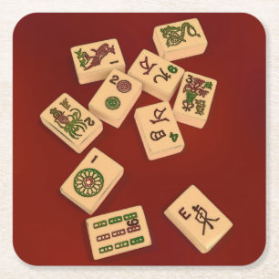 Spiel Milliamperestunde Jongg Rechteckiger Pappuntersetzer