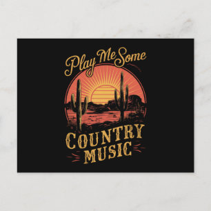 Spiel mir etwas Country-Musik Western Cowboy Vinta Postkarte