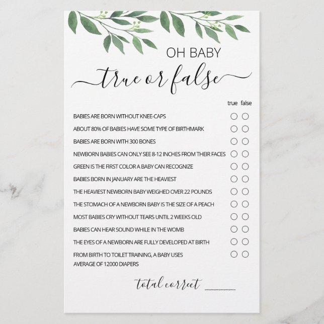 Spiel mit Antworten auf echte oder falsche Spiele (Vorderseite)