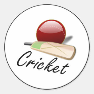 Spiel mit Cricket, Fledermaus und Ball, beliebtes Runder Aufkleber