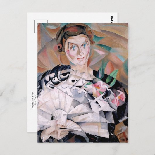 Spiel mit einem Lüfter von Alice Baille Postkarte (Vorne/Hinten)