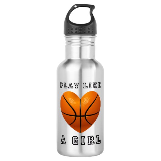 Spiel mögen einen Mädchenbasketball Edelstahlflasche (Vorderseite)