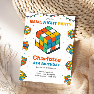 Spiel Nacht Party Rubic Kinder Geburtstagseinladun Einladung