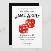 Spiel Nacht Roter Glitzer Würfel Einladung (Vorne/Hinten)