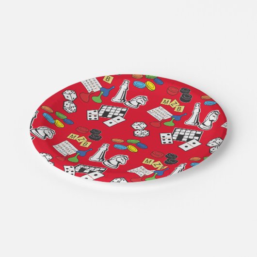 Spiel Night, Board Games und Word Puzzles Pappteller (Schrägansicht)