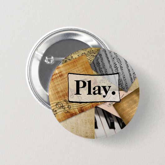 Spiel. Piano Keys Musical Notes antiken sheet Button (Vorne & Hinten)