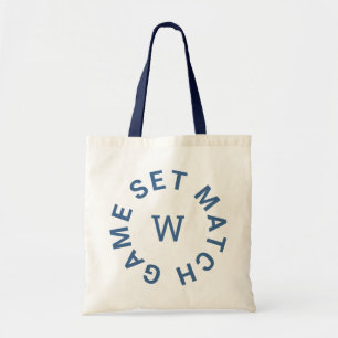 Spiel Satz Match Blau Monogramm Anfangsbuchstabe T Tragetasche