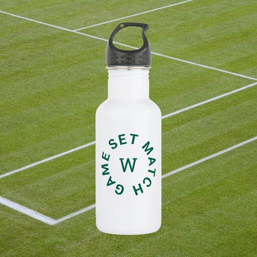 Spiel Set Match Green Mongram Tennis Edelstahlflasche