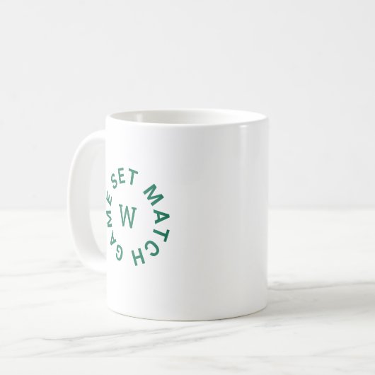 Spiel Set Match Green Mongram Tennis Kaffeetasse (Vorderseite Links)
