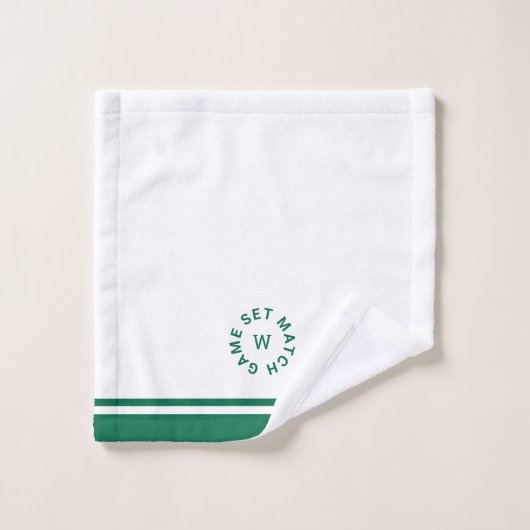 Spiel Set Match Monogram Green Stripe Tennis Face Waschlappen (Waschlappen)