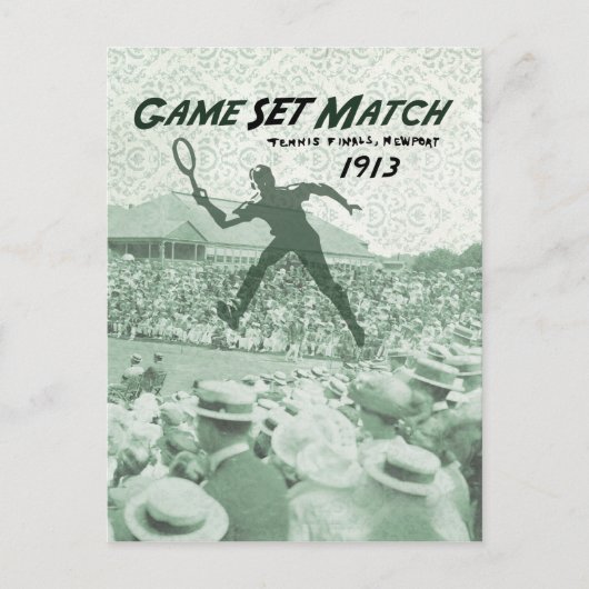 Spiel-Set-Match: Vintages Tennisposter Postkarte (Vorderseite)