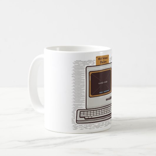 Spiel über alten PC Kaffeetasse (Vorderseite Links)