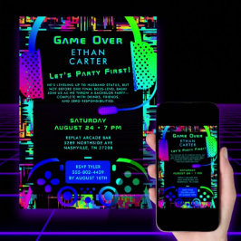 Spiel über Bachelor Party Video Arcade Thema Einladung