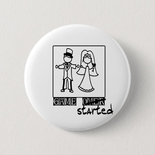 Spiel über dem Spiel T - Shirt, wedding begonnen Button (Vorderseite)