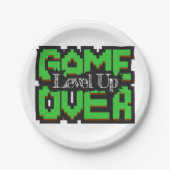 Spiel über, Level Up: Pixel, Retro Game World Pappteller (Vorderseite)