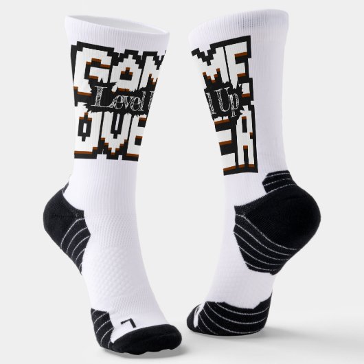 Spiel über, Level Up: Pixel, Retro Game World Socken (Gewinkelt)