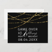 Spiel über lustige Save the Date Hochzeitsgold Postkarte (Vorne/Hinten)