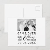 Spiel über lustiges Save the Date Hochzeitsfest-Fo Postkarte (Vorne/Hinten)