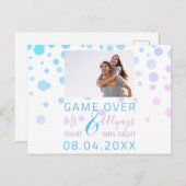 Spiel über lustiges Save the Date Hochzeitweißes F Postkarte (Vorne/Hinten)