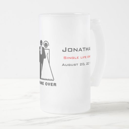 Spiel über mattierter Tasse - trauriger Bräutigam (VorderseiteRechts)