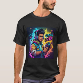 Spiel über Neon Gamer T - Shirt Futuristic Cyberpu