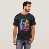 Spiel über Neon Gamer T - Shirt Futuristic Cyberpu (Vorne ganz)