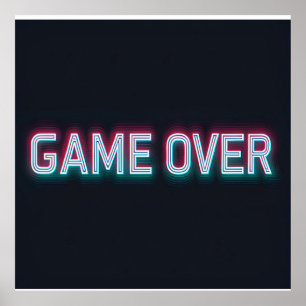 Spiel über Neuronensign Retro-Glasing-Arcade-Des Poster