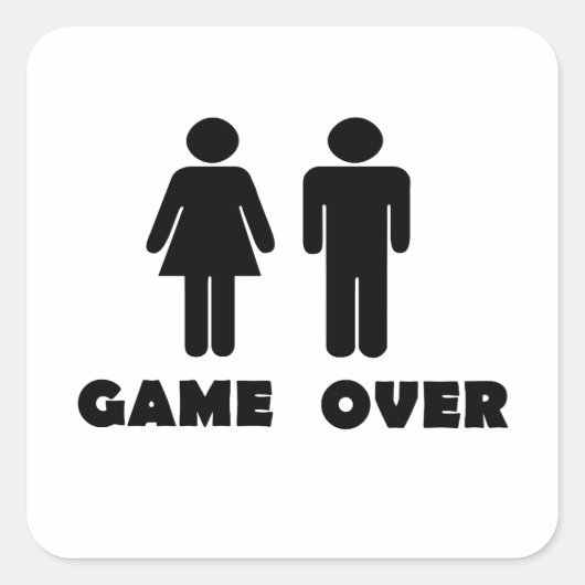 Spiel über quadratischer aufkleber (Vorderseite)