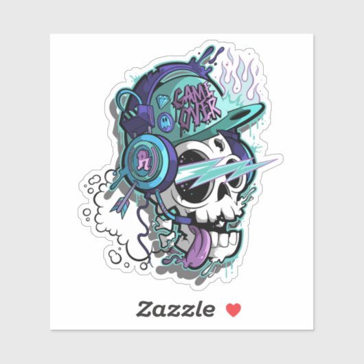 Spiel über Schädelspalte Aufkleber (Blatt)