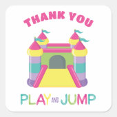 Spiel und springen blau quadratischer aufkleber (Vorderseite)