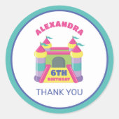 Spiel und springen rosa danke runder aufkleber (Vorderseite)