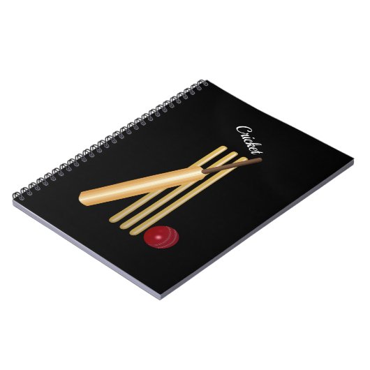 Spiel von Cricket, Bat und Ball, weißer Text Notizblock (Linke Seite)