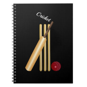 Spiel von Cricket, Bat und Ball, weißer Text Notizblock