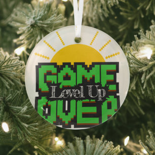 Spiel vorbei, belebte Retro-Spiele mit, Levelaufst Ornament Aus Glas