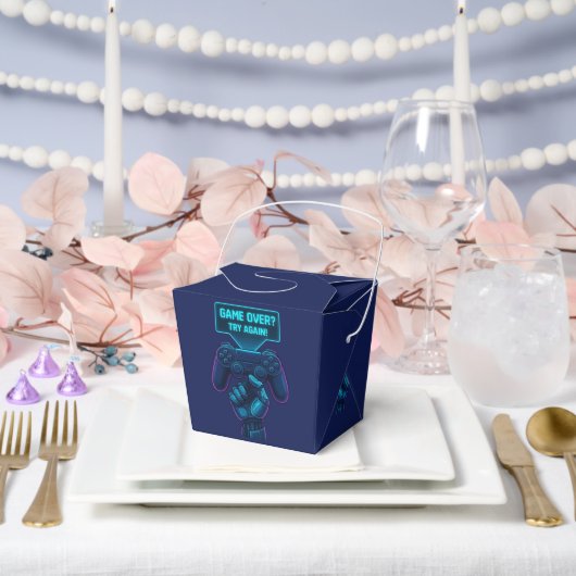 Spiel vorbei? Nochmal versuchen! Gamer Favor Box Geschenkschachtel (Hochzeit)