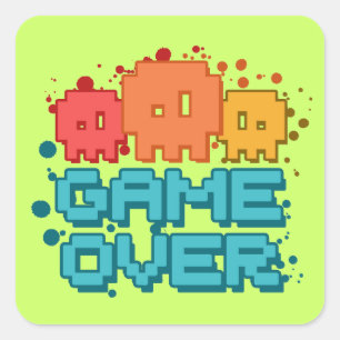 Spiel vorbei quadratischer aufkleber